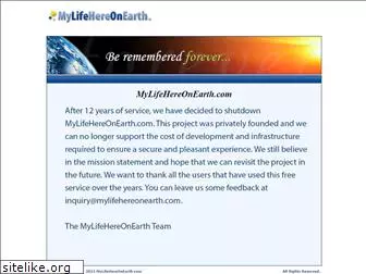 mylifehereonearth.com